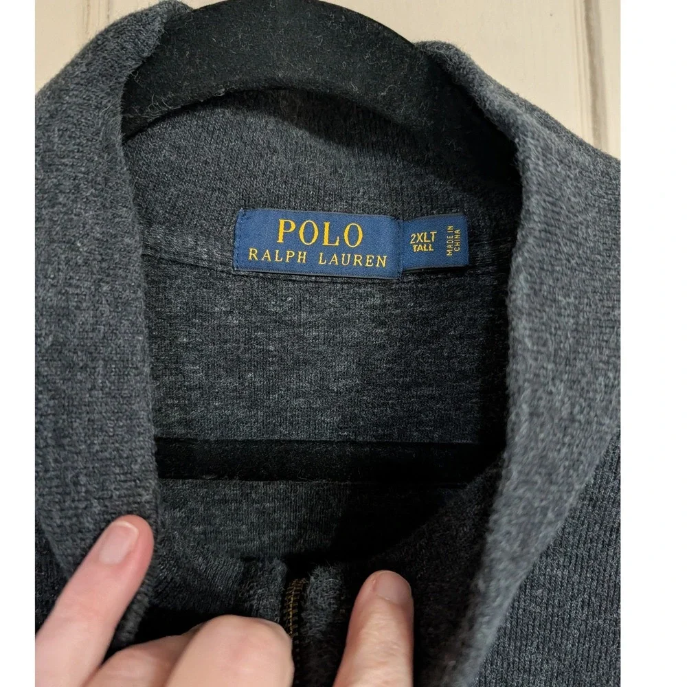 Polo Ralph Lauren‎ Charcoal Quarter Zip Cotton Pullover Men's 2XLT